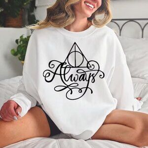 Harry Potter Always NEW white crewneck sweatshirt